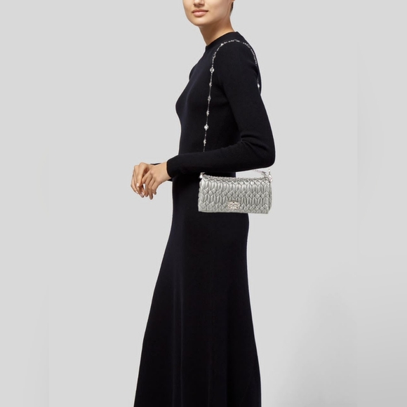 Miu Miu Matelasse Crystal Embellished Shoulder Bag Ash - Picture 5 of 16